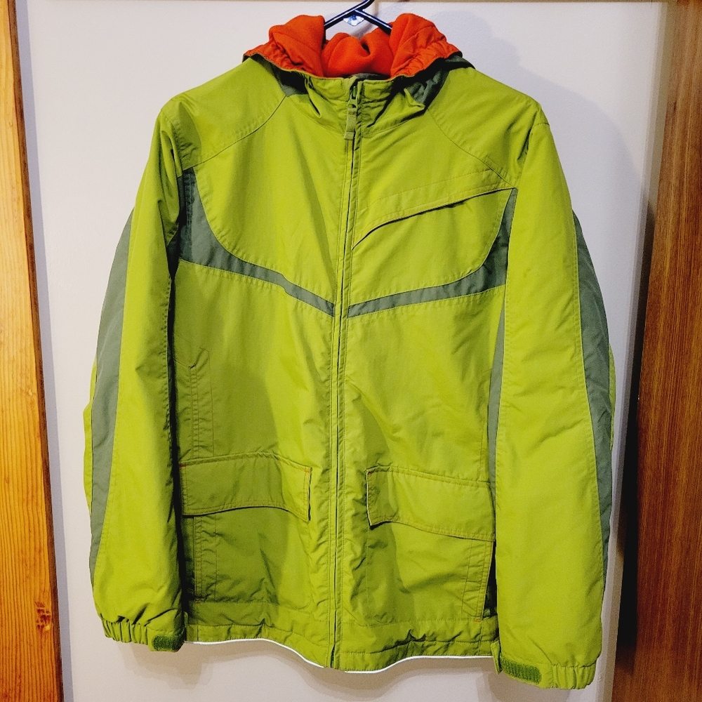 Men's Vintage Lands' End Green Jacket - 100% Nylon Shell - Size Large - 14/16